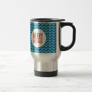 Mug De Voyage Joyeux Noël Motif sans couture Texture bleue