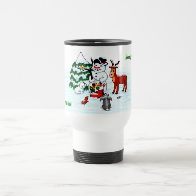 Mug De Voyage Joyeux Noël ! Snowman avec amis (Centre)