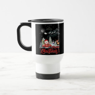 Mug De Voyage Joyeux Noël Vintage Red Père Noël Truck Cadeaux