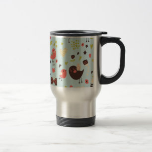 Mug De Voyage Joyeux oiseaux dans les champs de fleurs