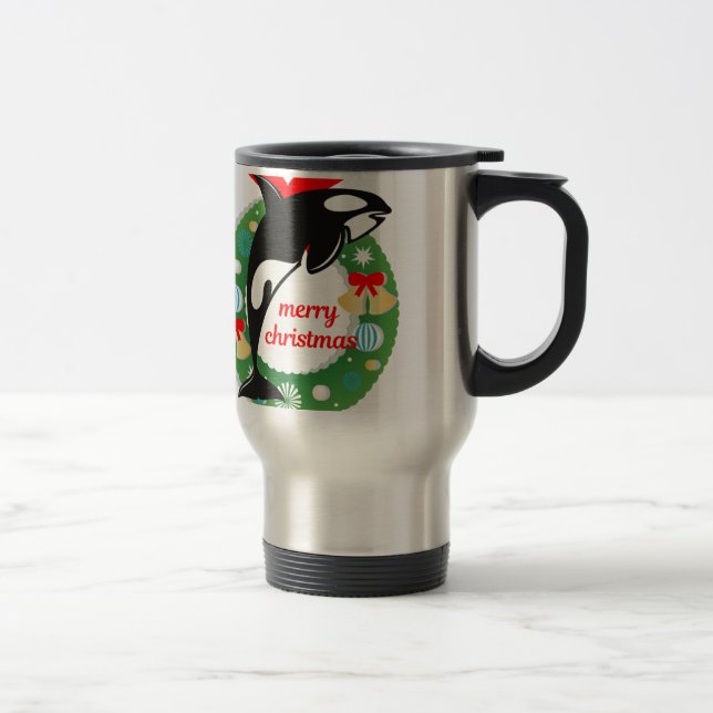 Mug De Voyage joyeux orque de noël (Droit)