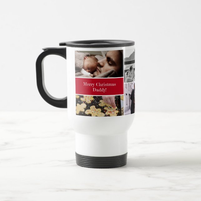 Mug De Voyage "Joyeux papa de Noël" Collage photo personnalisé (Gauche)