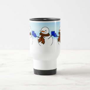 Mug De Voyage Joyeux Snowman avec Blue Mittens