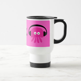Mug De Voyage Juste méduses roses de Chillin avec des écouteurs