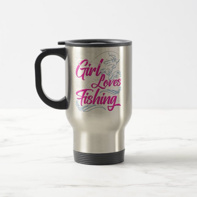 Mug De Voyage Juste une fille qui aime la pêche (Gauche)