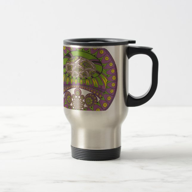 Mug De Voyage Kaleidoscope africain violet et jaune traditionnel (Droit)