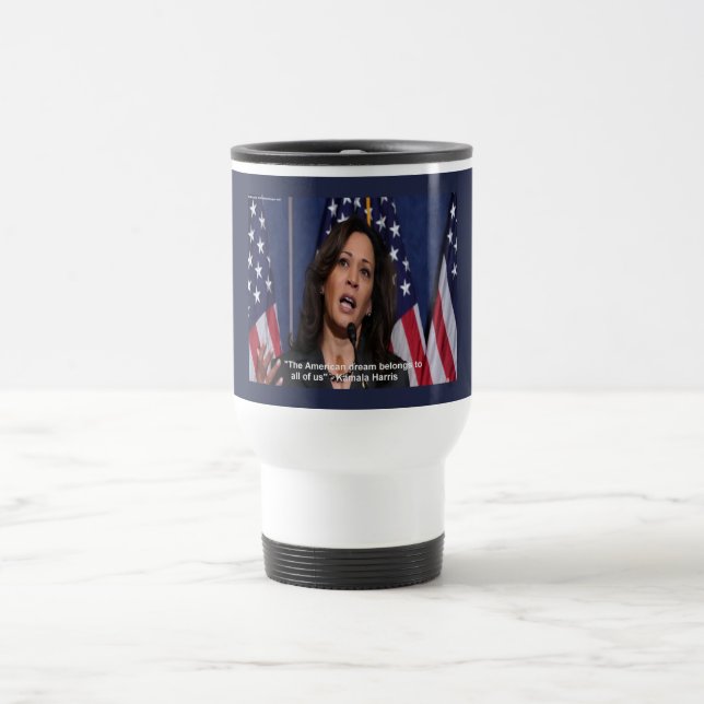Mug de voyage Kamala Harris & Rêve Américain (Centre)