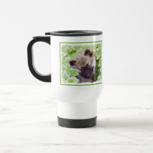 Mug De Voyage Keeshond Puppy in the Garden Peinture Art original