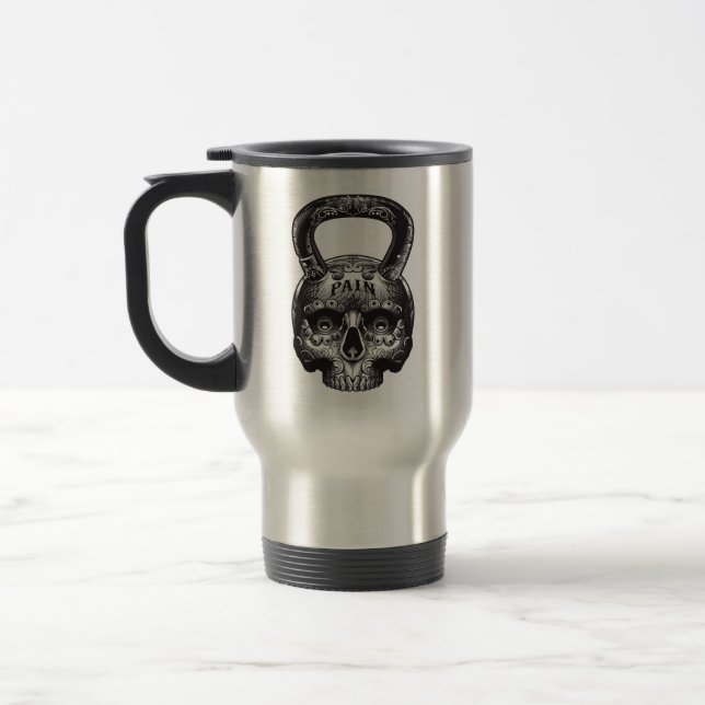 Mug De Voyage Kettlebell Skull - Gym entraînement Motivational (Gauche)