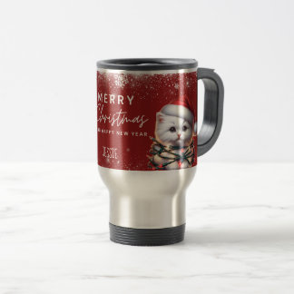 Mug De Voyage Kit de kitten personnalisé Chapeau de Père Noël Lu