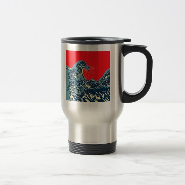 Mug De Voyage La Grande vague Hokusai dans le style art de l'esp (Droit)