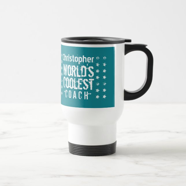 Mug De Voyage La grunge turquoise d'arrière - plan d'ENTRAÎNEUR (Droite)
