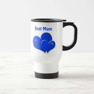 Mug De Voyage La meilleure maman, coeurs bleus