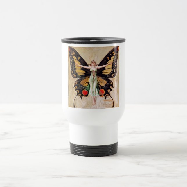Mug De Voyage La métamorphose de la fille Flapper au papillon 19 (Centre)