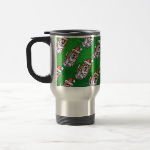 Mug De Voyage La mignonne St Bernard en Motif Casquette sur Vert
