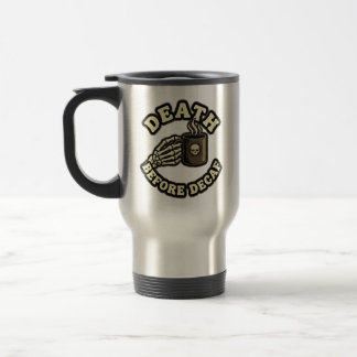 Mug De Voyage La mort avant le décaféiné | Crâne rétro drôle & c