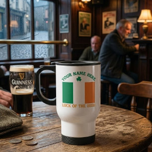 Mug De Voyage La Saint-Patrick Drapeau Irlande Nom Personnalisé