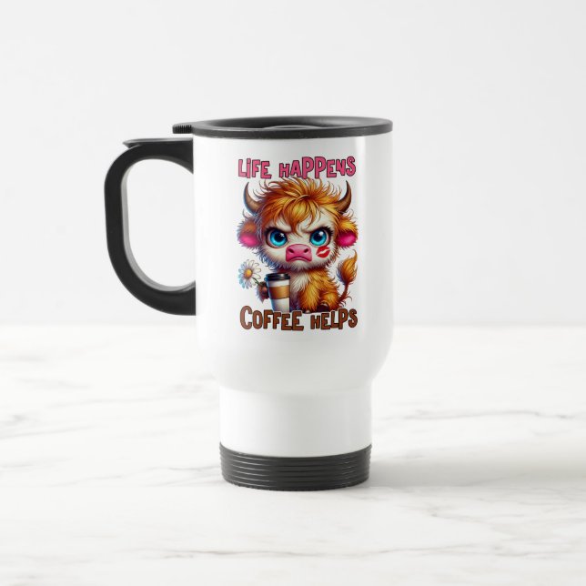 Mug De Voyage La vie arrive, le café aide  (Gauche)
