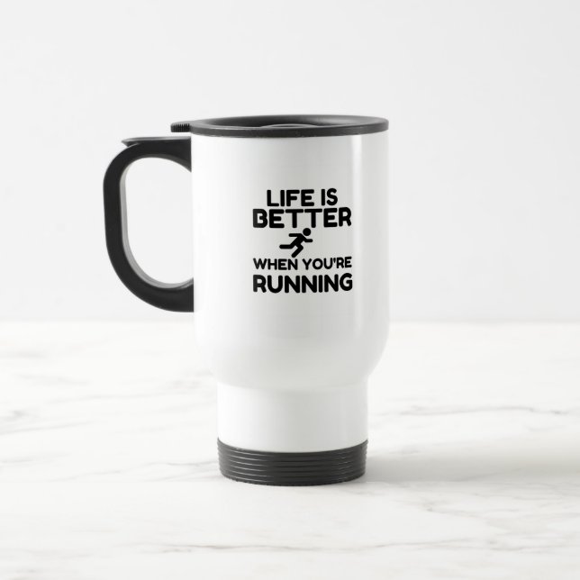 Mug De Voyage La Vie, c'est mieux de courir (Gauche)