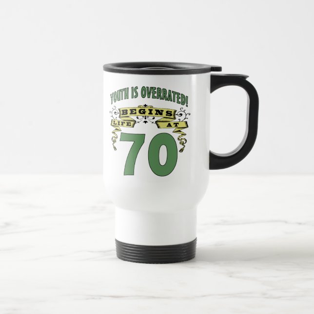 Mug De Voyage La vie commence à 70e anniversaire (Droite)