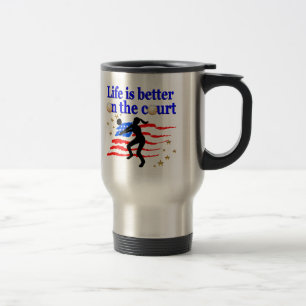 MUG DE VOYAGE LA VIE EST MEILLEURE SUR LA COUR USA VOLLEYBALL DE