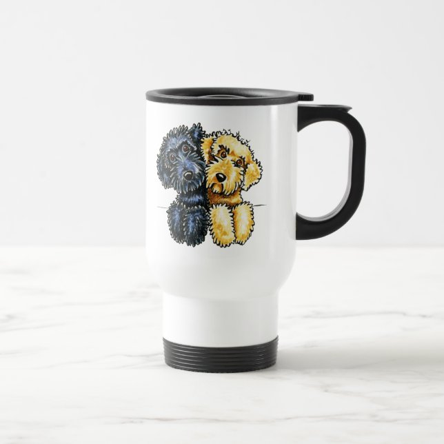 Mug De Voyage Labradoodles Jaune Noir Linked Up (Droite)