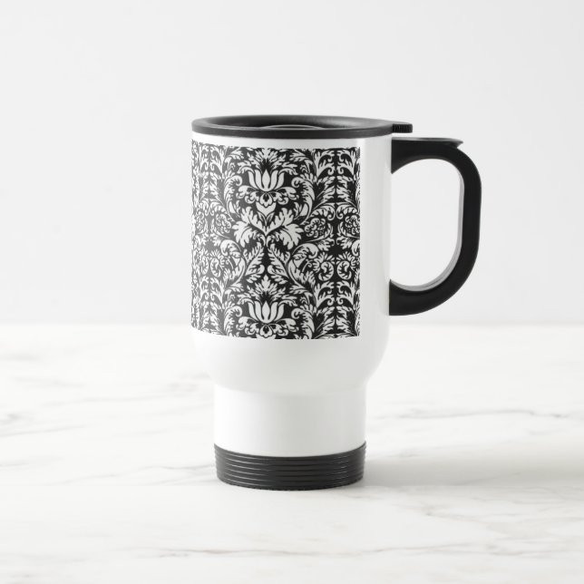 Mug De Voyage Lace noir blanc Damas Brocade (Droite)