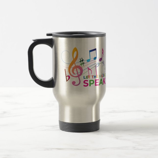 Mug De Voyage Laissez La Musique Parler, Notes Musicales (Gauche)