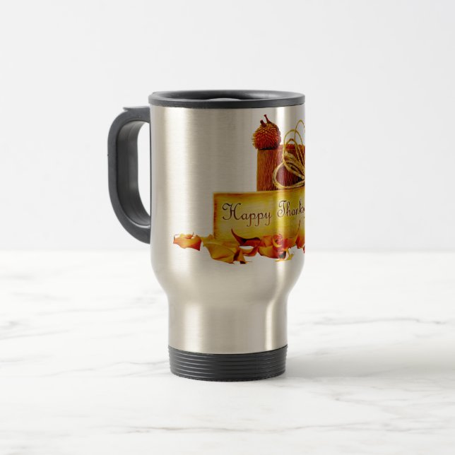 Mug De Voyage l'ambiance chaleureuse et festive de Thanksgiving  (Devant gauche)