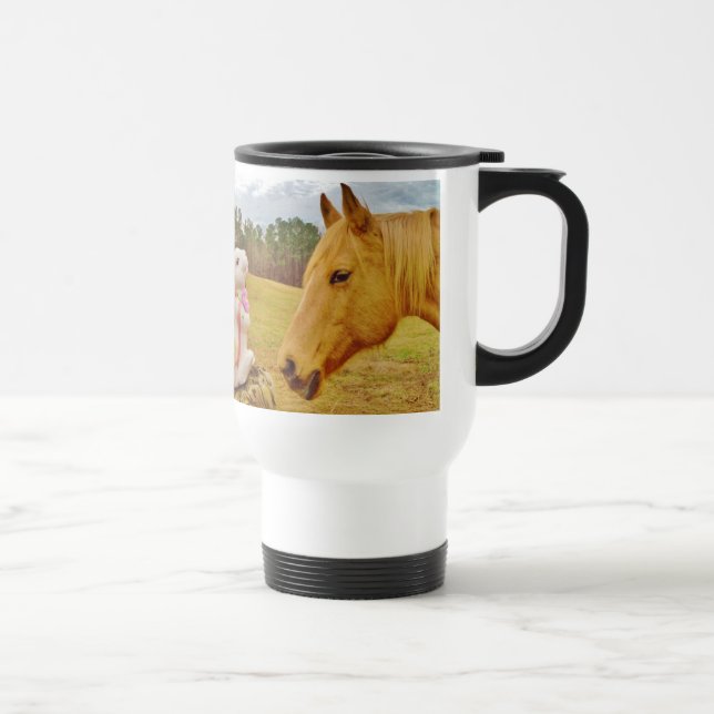 Mug De Voyage Lapin blanc et Cheval jaune (Droite)