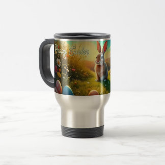 Mug De Voyage Lapin de Pâques et Oeufs colorés dans la magie du 