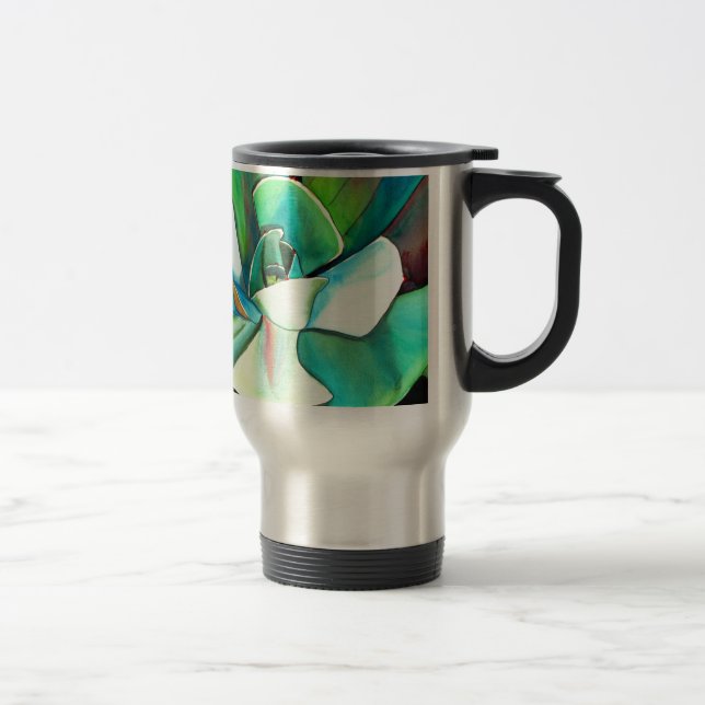Mug De Voyage L'aquarelle du désert bleu et vert Succulent (Droit)