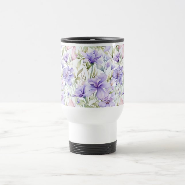 Mug De Voyage Lavande Blush Aquarelle  (Centre)