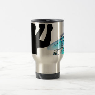 Mug De Voyage Le batteur colle dans des fûts invertis de bleu