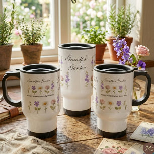 Mug De Voyage Le jardin de grand-père avec 5 fleurs de naissance