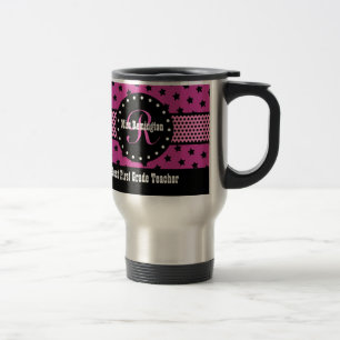 Mug De Voyage Le meilleur ęr rose de monogramme de PROFESSEUR d