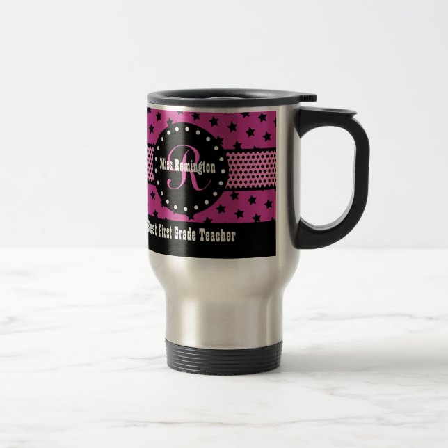 Mug De Voyage Le meilleur ęr rose de monogramme de PROFESSEUR de (Droit)