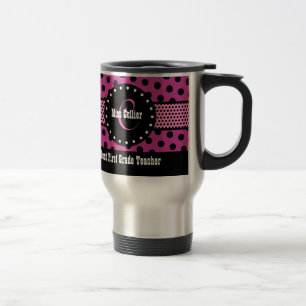 Mug De Voyage Le meilleur ęr rose de monogramme de PROFESSEUR de
