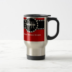 Mug De Voyage Le meilleur ROUGE nommé de monogramme et de