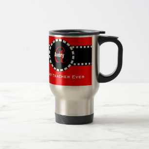 Mug De Voyage Le meilleur ROUGE V08 nommé de monogramme et de