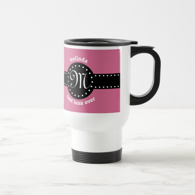Mug De Voyage Le meilleurs pois et monogramme A05 ROSE de patron (Droite)