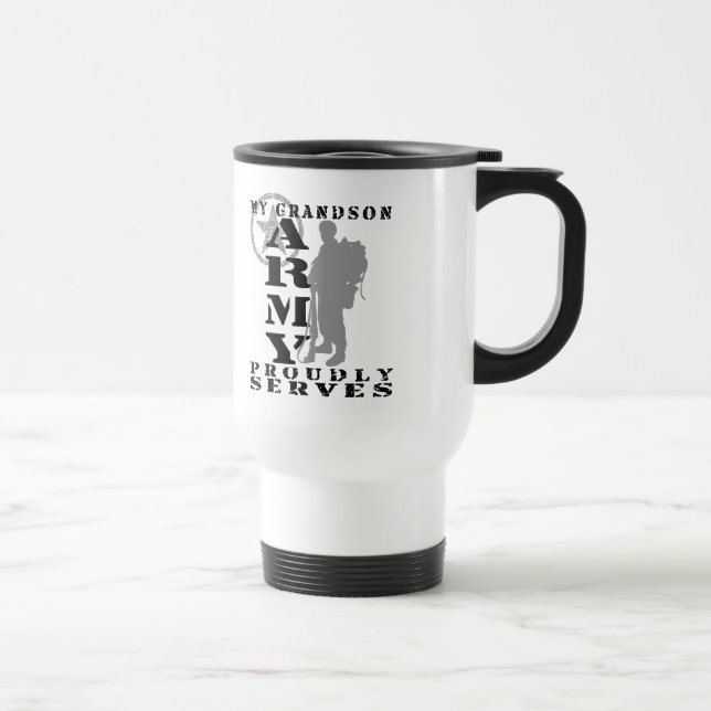 Mug De Voyage Le petit-fils sert fièrement - l'ARMÉE (Droite)