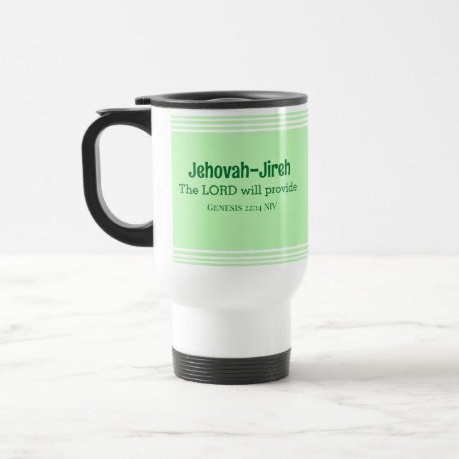 Mug De Voyage Le Seigneur Fournira La Bible Verse Vert Lumière (Gauche)