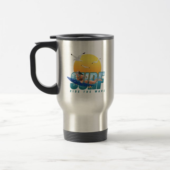 Mug De Voyage Le surfeur monte la vague | (F) (Gauche)