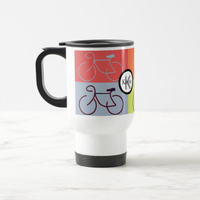 Mug De Voyage Le vélo de monogramme ajuste rouge, orange, le (Gauche)