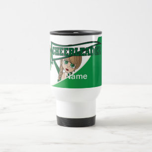 Mug De Voyage Le vert personnalisent le pom-pom girl