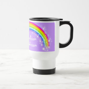 Mug De Voyage Le voyage violet/enfants d'arc-en-ciel de nom et