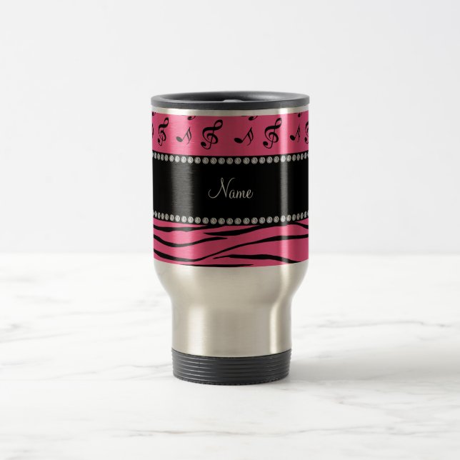 Mug De Voyage Le zèbre rose nommé fait sur commande barre les (Centre)