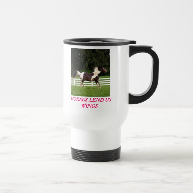 MUG DE VOYAGE LES CHEVAUX PRÊTENT DES AILES DES USA (Droite)