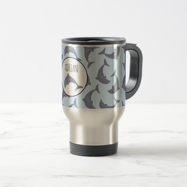 Mug De Voyage Les dauphins dans le Motif marin (Devant droit)